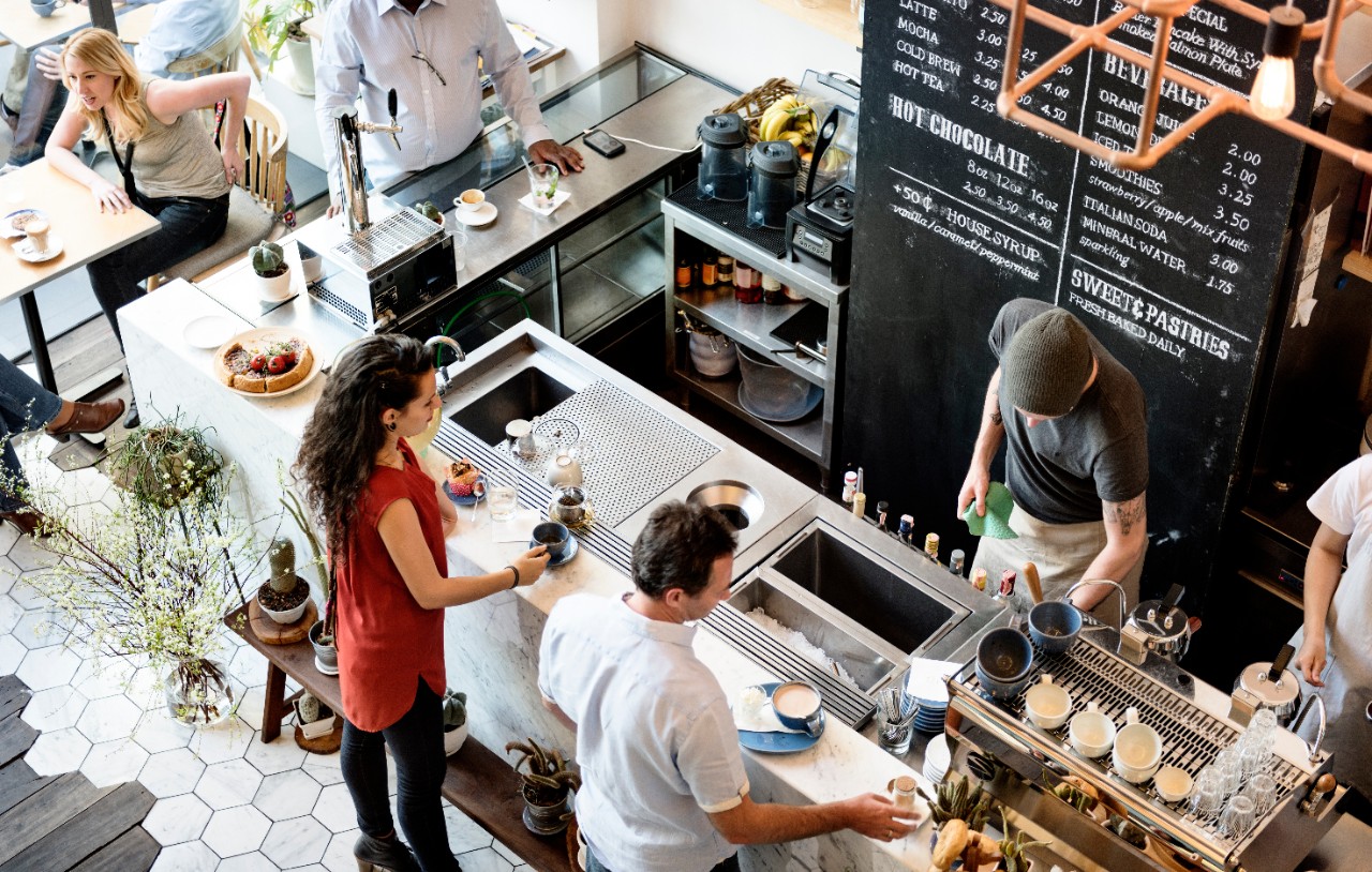 Coffee Shop Bar Counter Cafe Restaurant Relaxation Concept